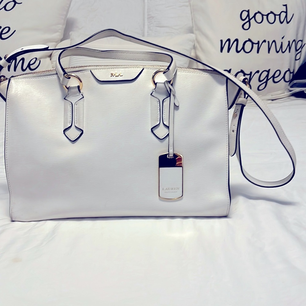 Lauren Ralph Lauren white leather handbag.